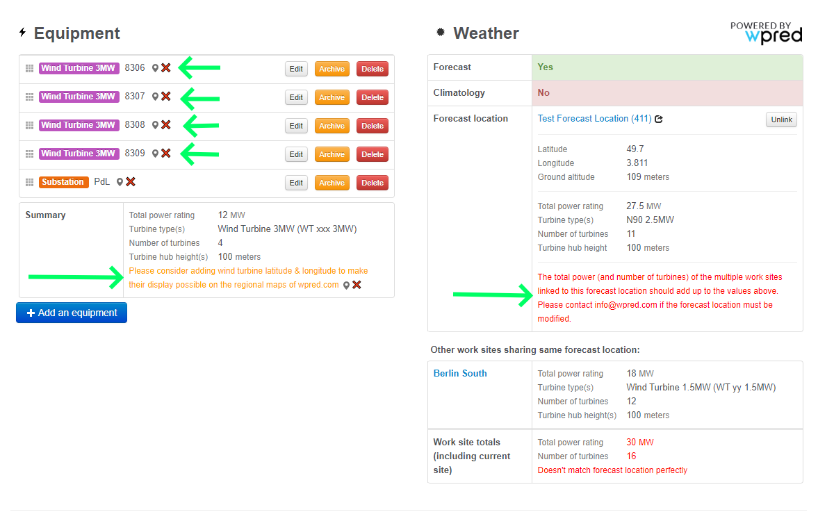 Warnings in site management